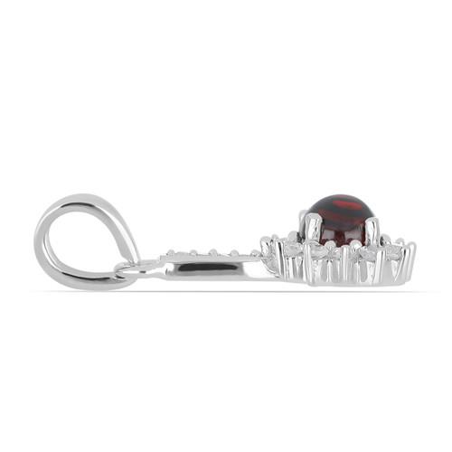 BUY STERLING SILVER NATURAL GARNET GEMSTONE HALO PENDANT